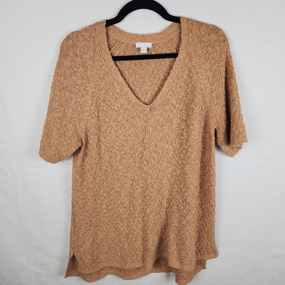 J Jill Dimensional Elbow Sleeve Short Sleeve Knit Sweater Size Large - Picture 2 of 7